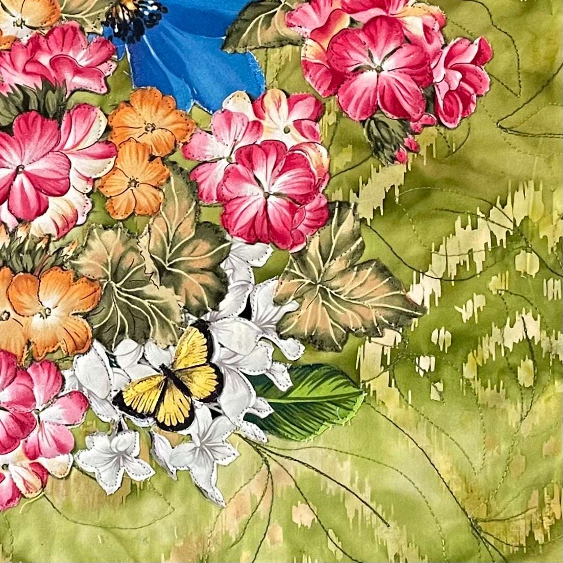 Drenched in Sun: A Floral Textile Art Wallhanging