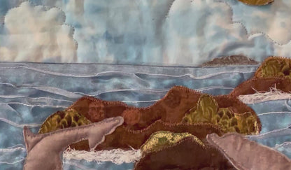 Dolphins Dancing in the Sky: Seascape Art Quilt